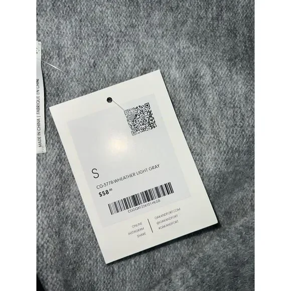 NEW! Oak + Fort Size Small Super Cute Must Have CROPPED CARDIGAN Light Gray $58 - Picture 5 of 8